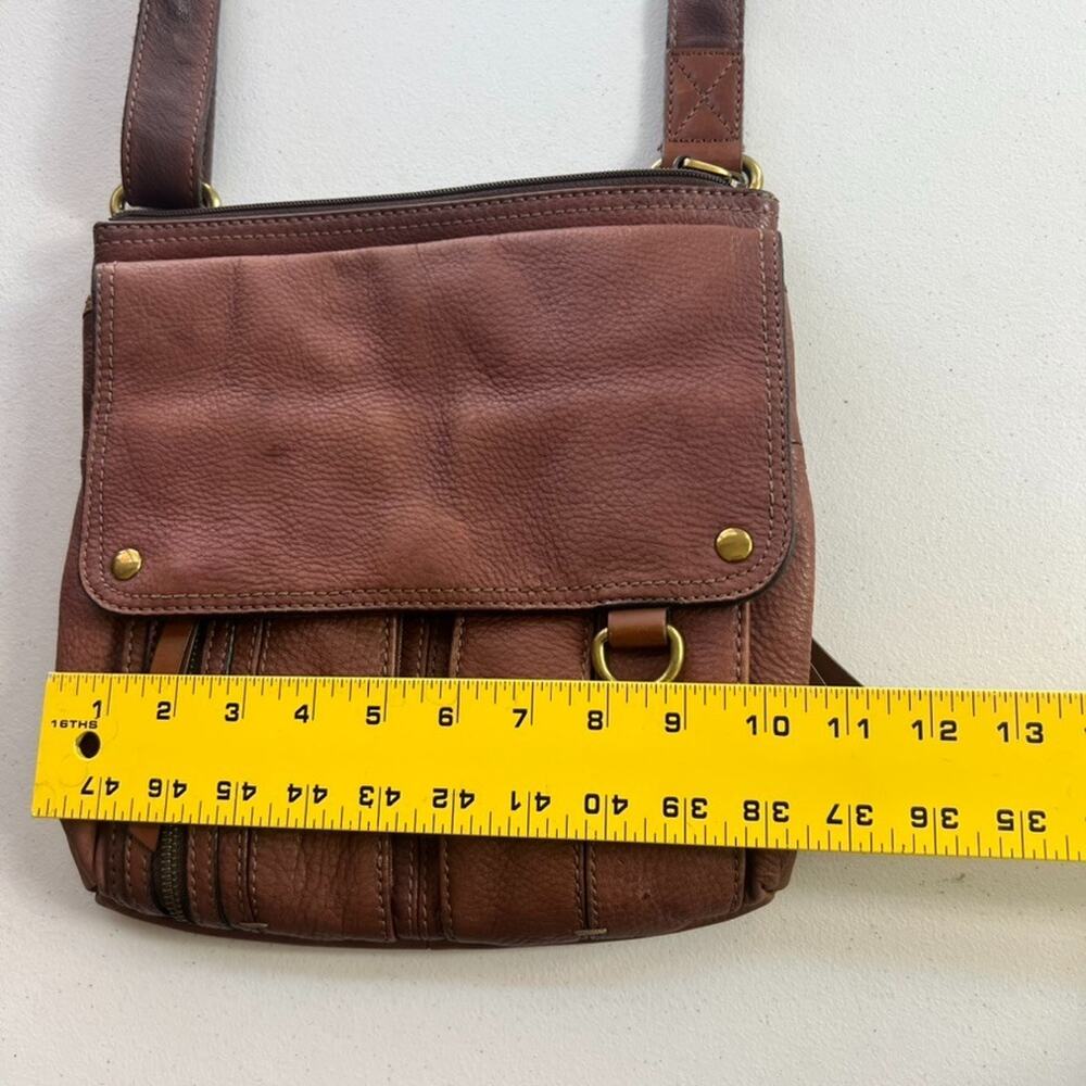Fossil Morgan Traveler Messenger Crossbody Bag Leather Purse Brown Key Charm Fob - Picture 11 of 13
